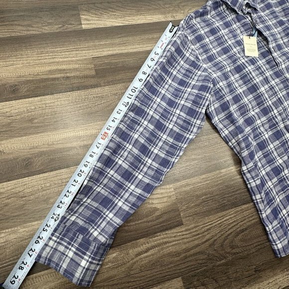 Peter Millar Crown Crafted XL Men's Long Sleeve Button Down Plaid Linen‎ Shirt - Picture 9 of 9